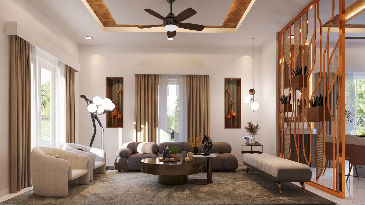 Best Architect in Madurai — Luxury Living Room Interior Design by Bharath Architect