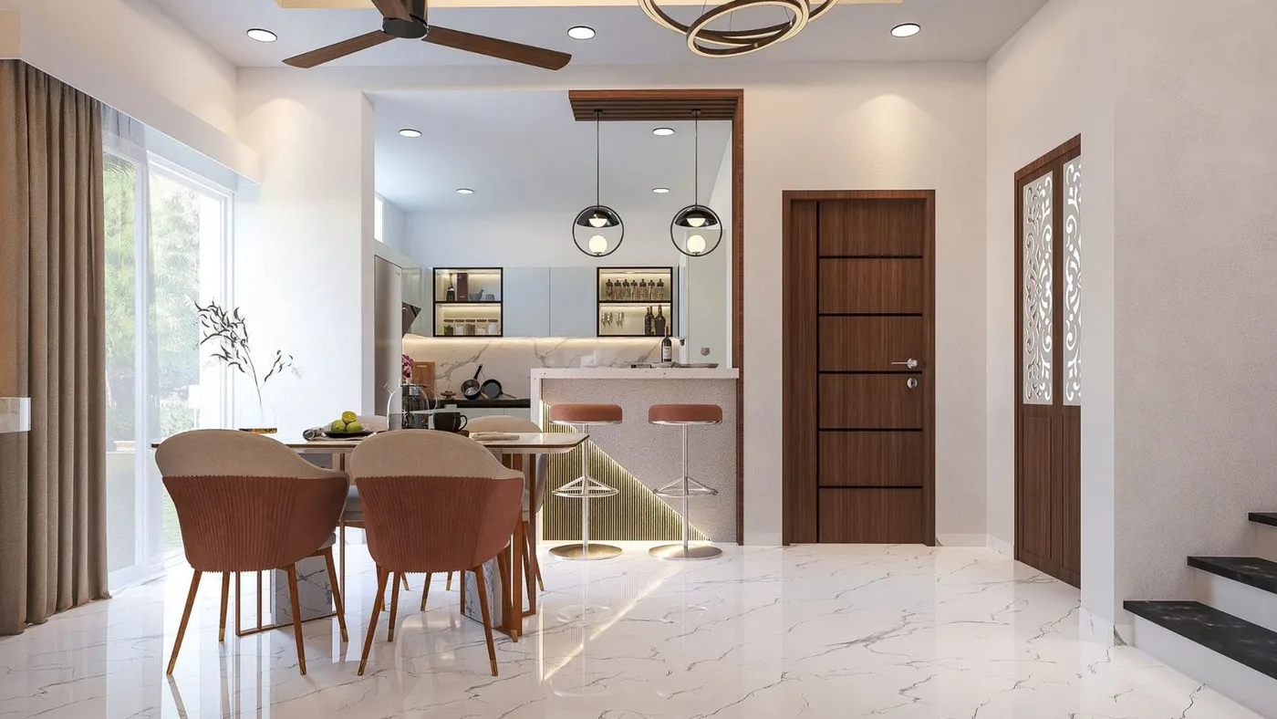 Bharath Architect Madurai — Modern Apartment Kitchen and Dining Interior